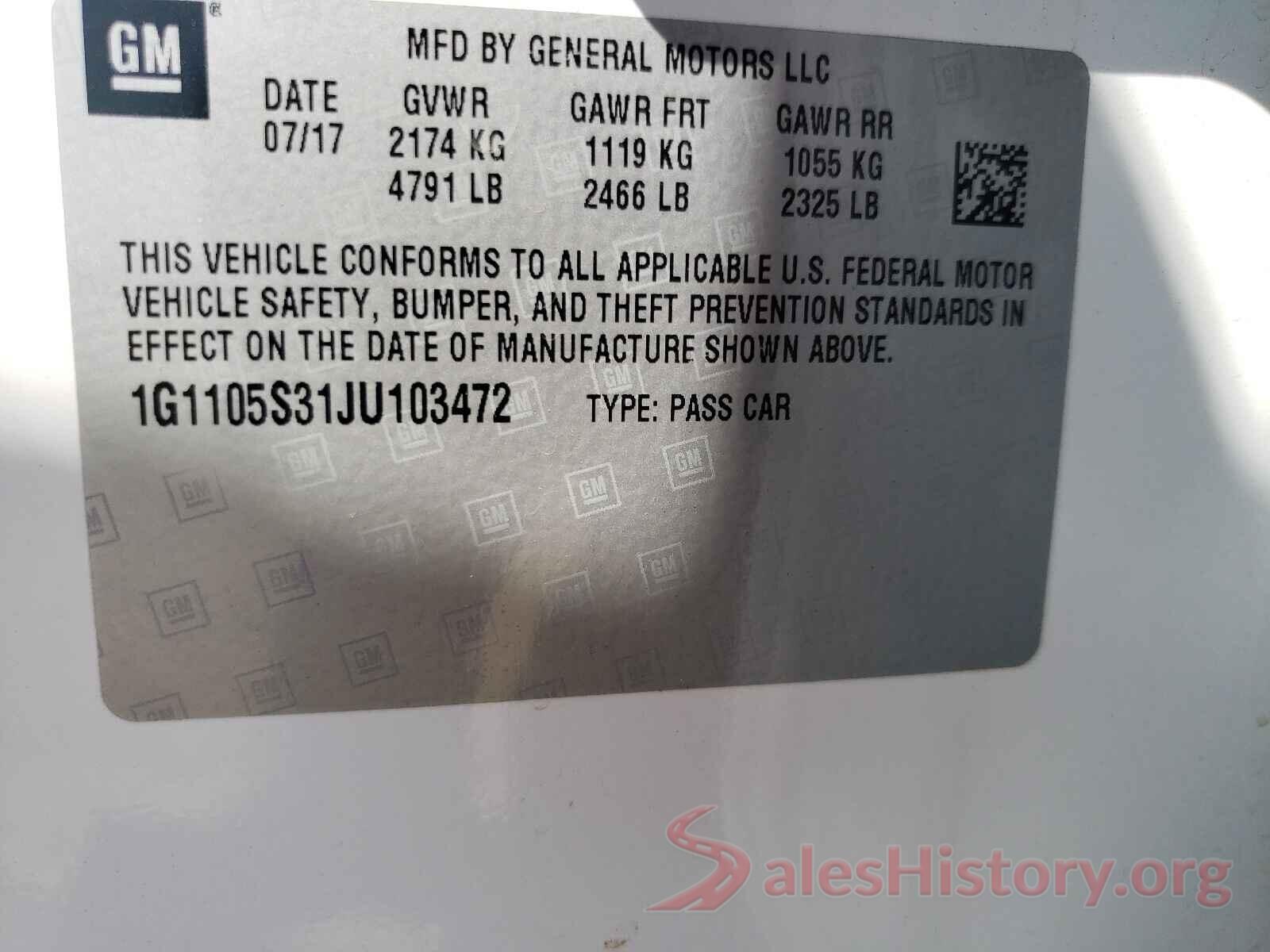 1G1105S31JU103472 2018 CHEVROLET IMPALA