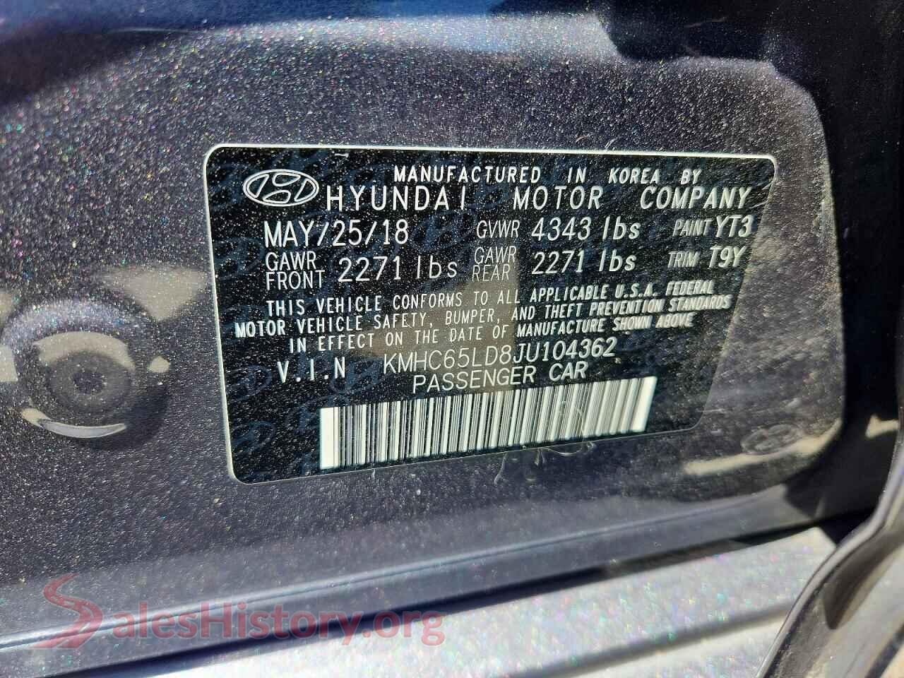 2018 HYUNDAI IONIQ VIN KMHC65LD8JU104362, wheel and tire