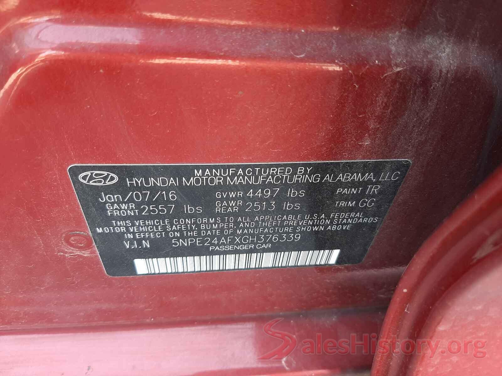 5NPE24AFXGH376339 2016 HYUNDAI SONATA