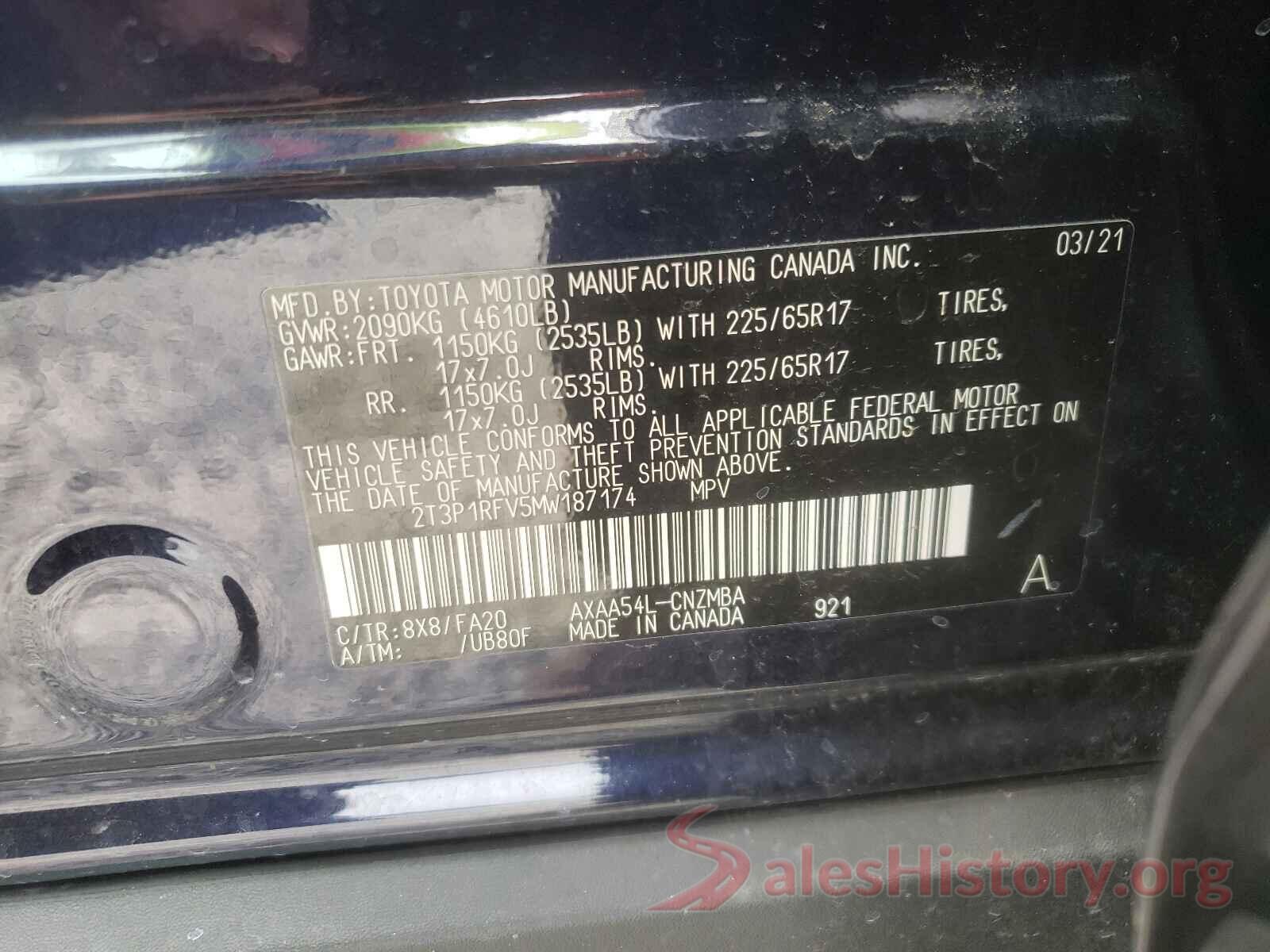 2T3P1RFV5MW187174 2021 TOYOTA RAV4