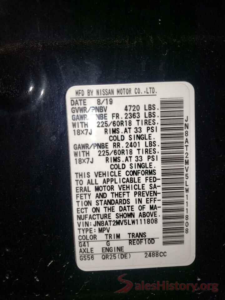 JN8AT2MV5LW111808 2020 NISSAN ROGUE