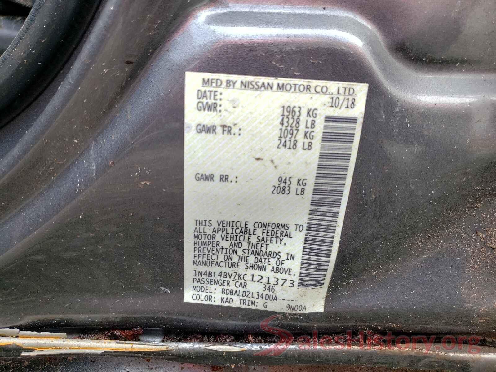 1N4BL4BV7KC121373 2019 NISSAN ALTIMA