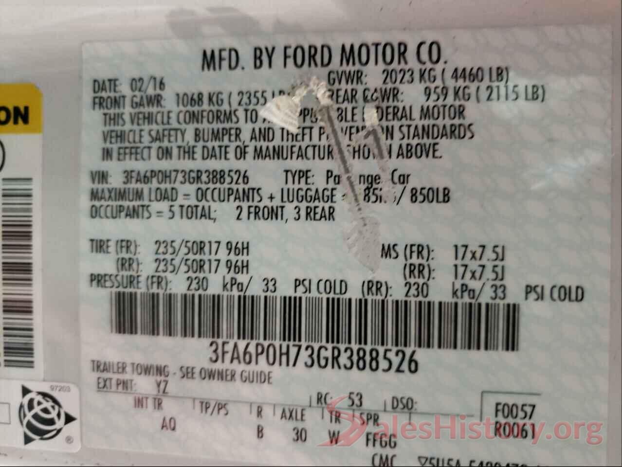 3FA6P0H73GR388526 2016 FORD FUSION