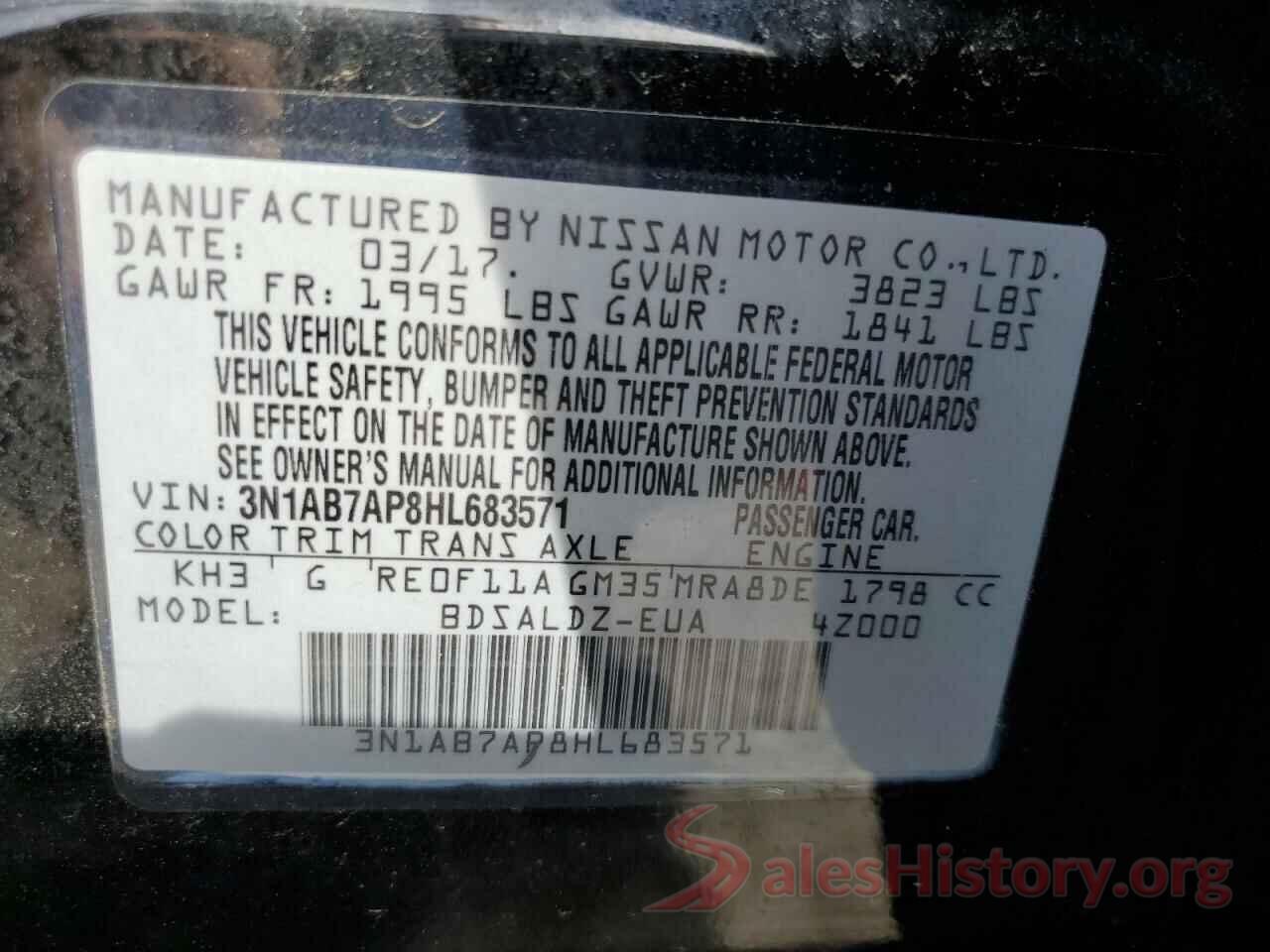 3N1AB7AP8HL683571 2017 NISSAN SENTRA