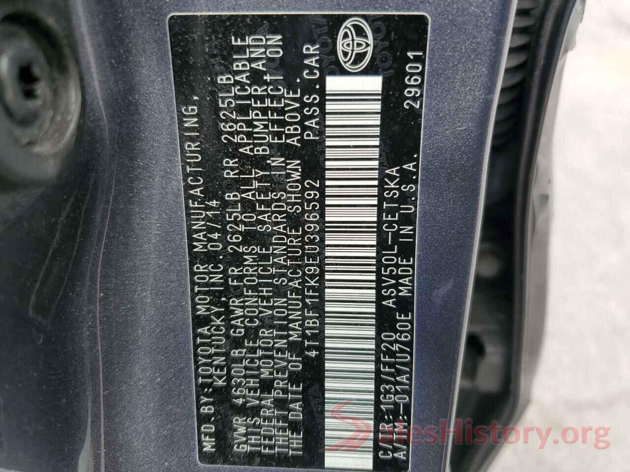 4T1BF1FK9EU396592 2014 TOYOTA CAMRY