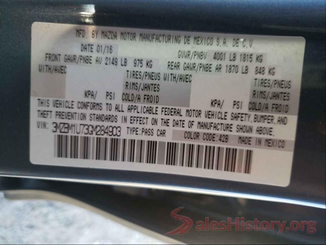 3MZBM1U73GM284903 2016 MAZDA 3