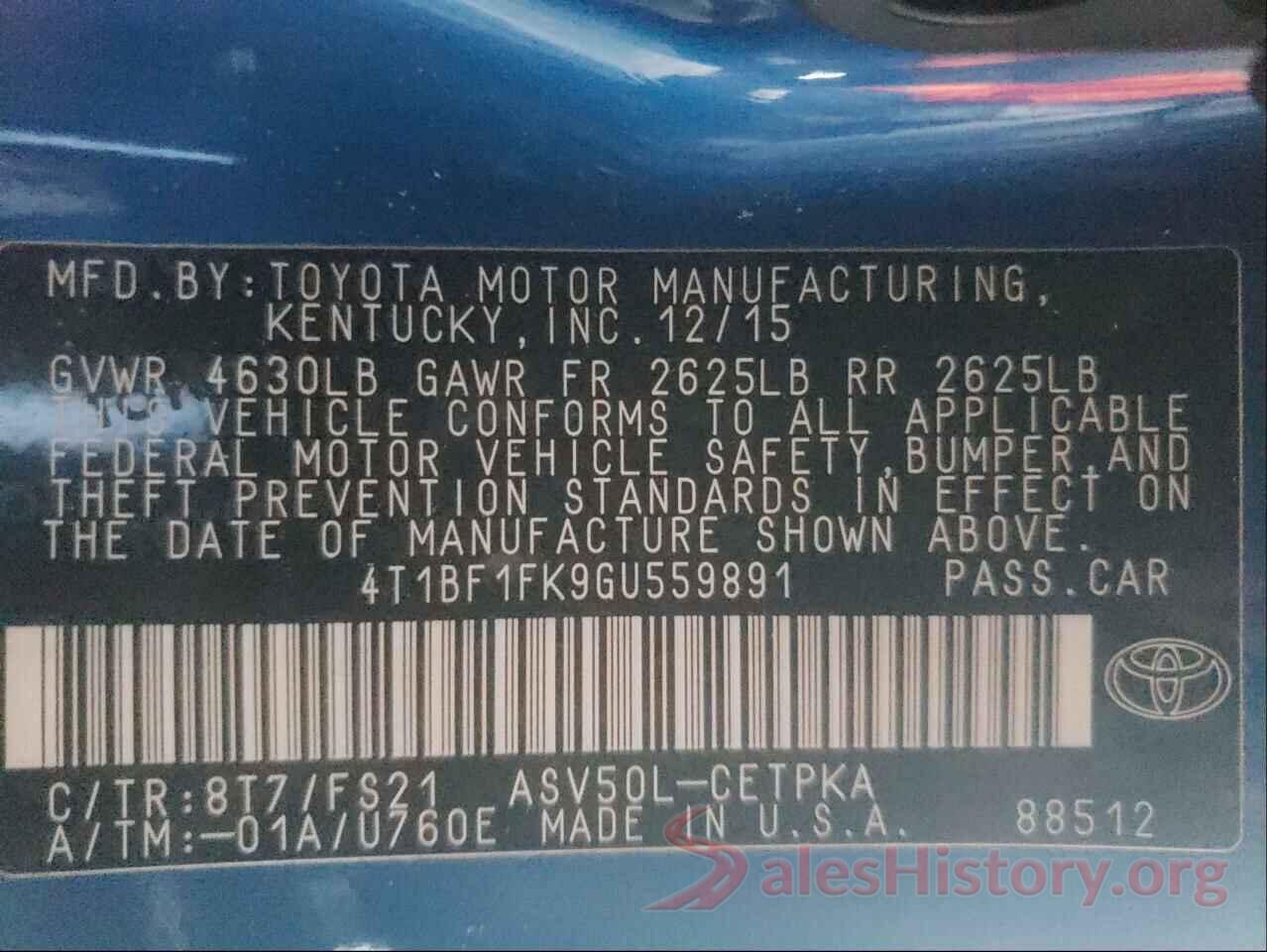 4T1BF1FK9GU559891 2016 TOYOTA CAMRY