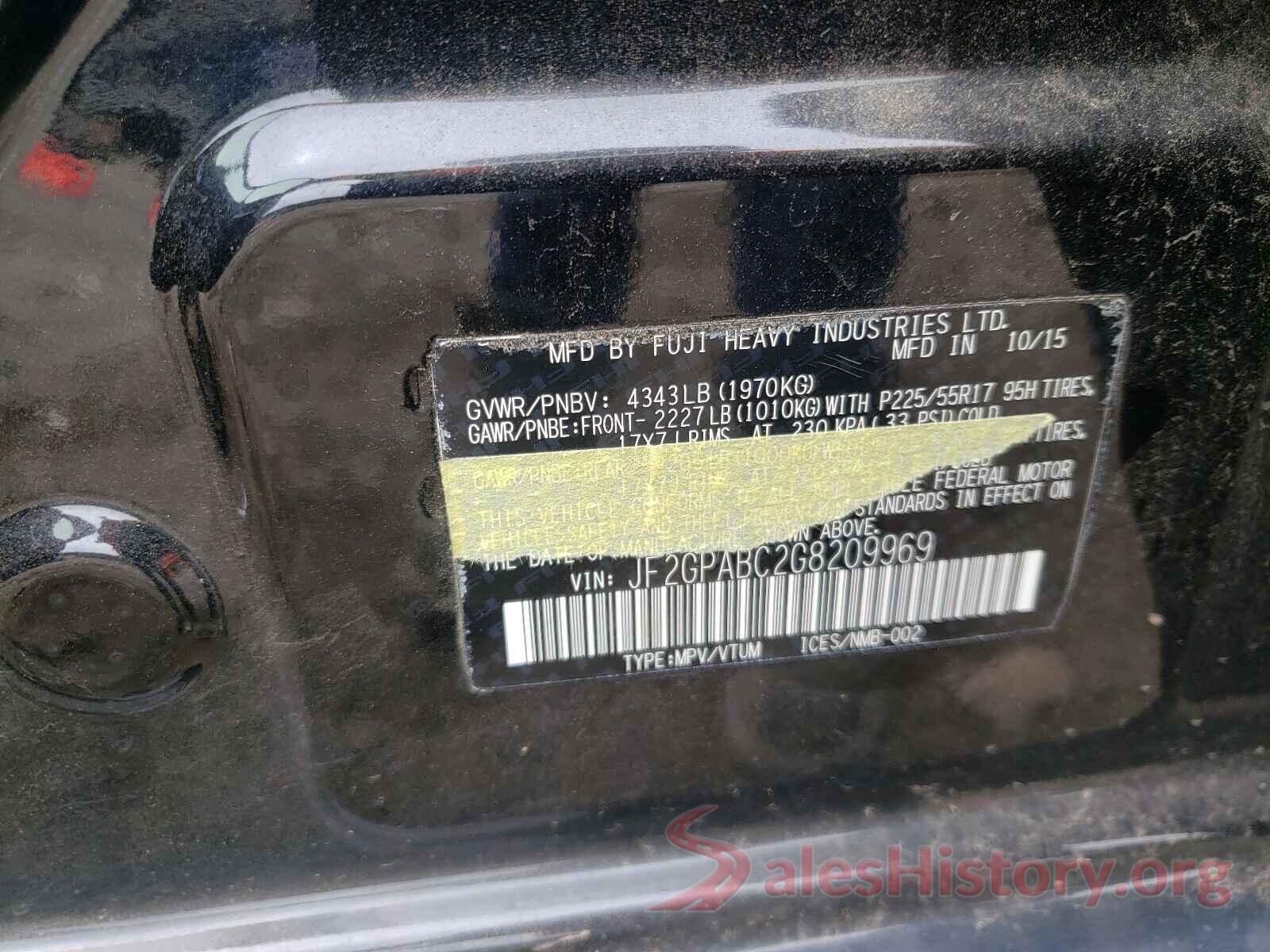 JF2GPABC2G8209969 2016 SUBARU CROSSTREK