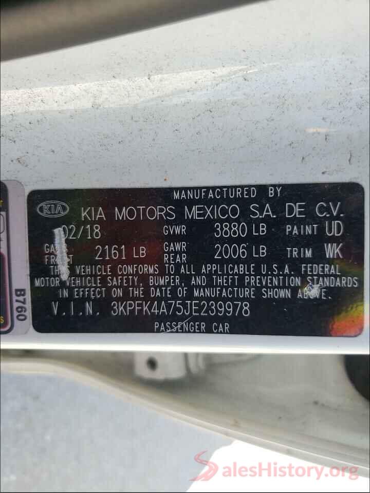 3KPFK4A75JE239978 2018 KIA FORTE