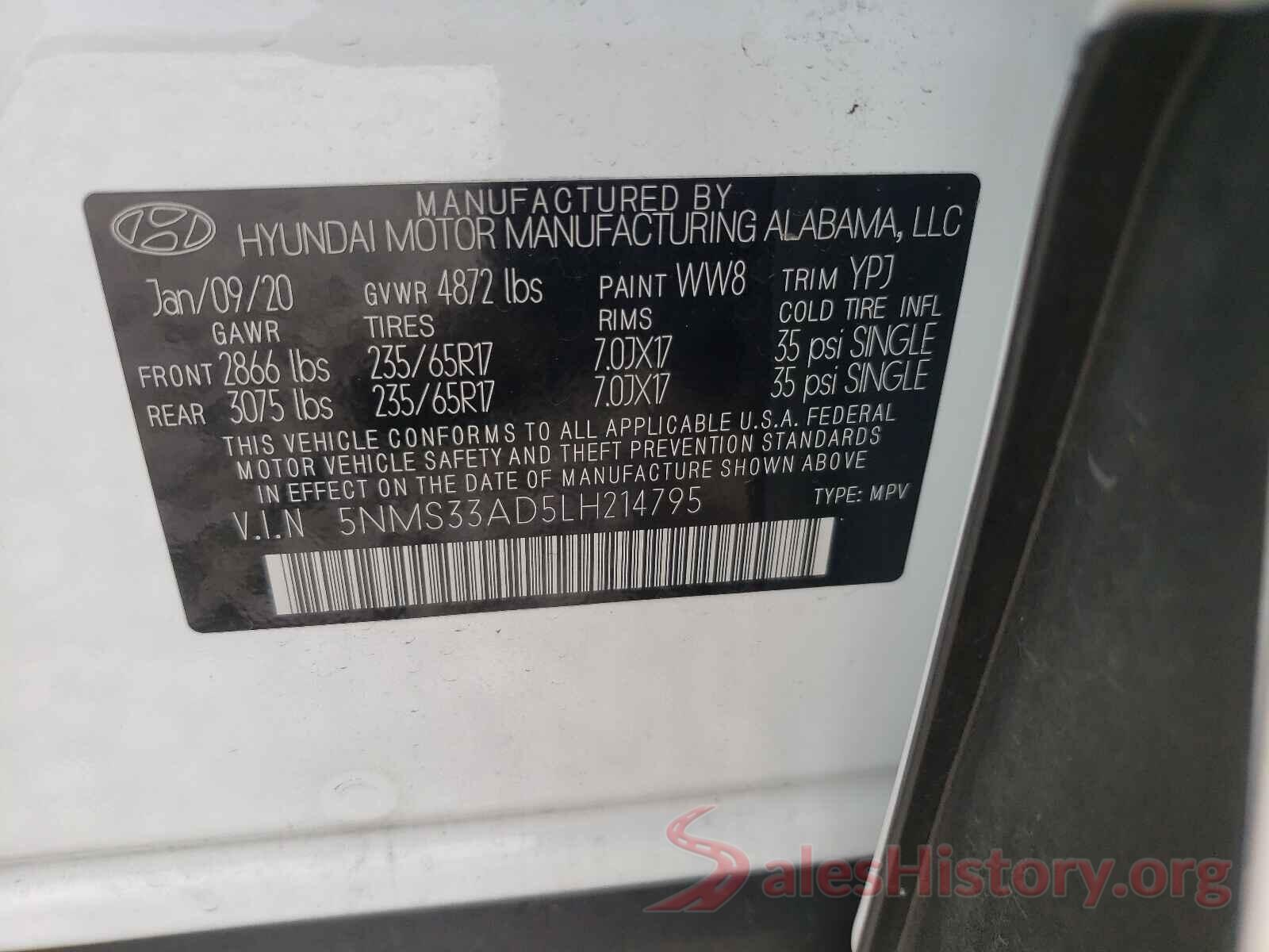 5NMS33AD5LH214795 2020 HYUNDAI SANTA FE