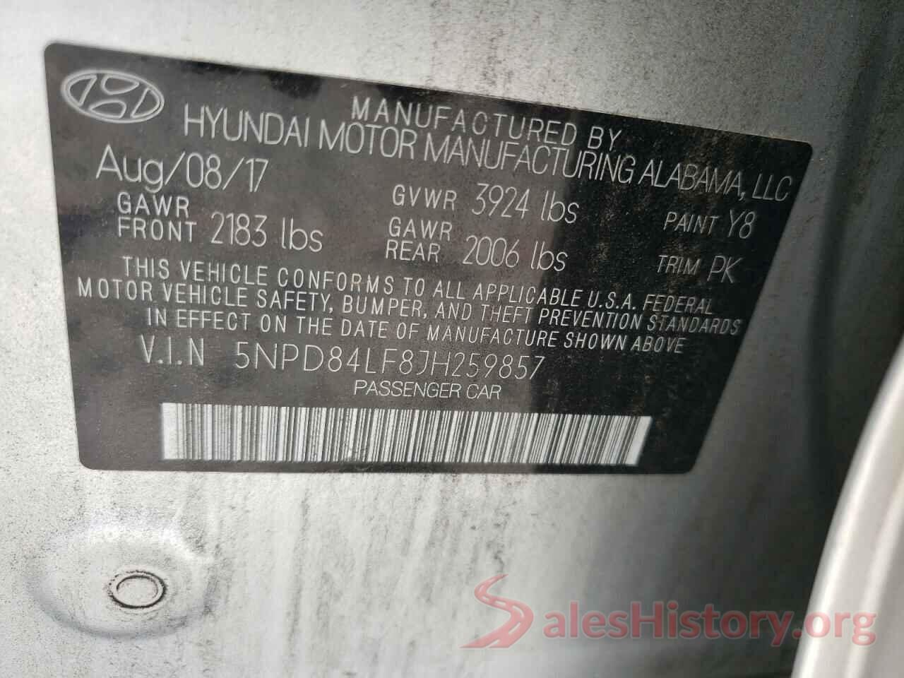 5NPD84LF8JH259857 2018 HYUNDAI ELANTRA