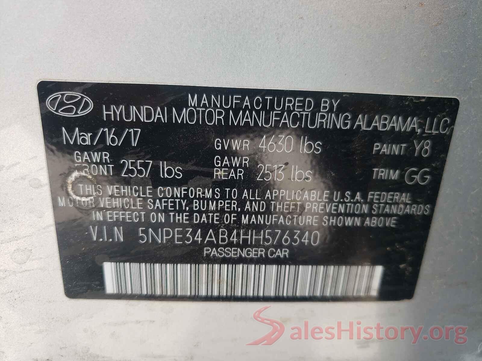 5NPE34AB4HH576340 2017 HYUNDAI SONATA