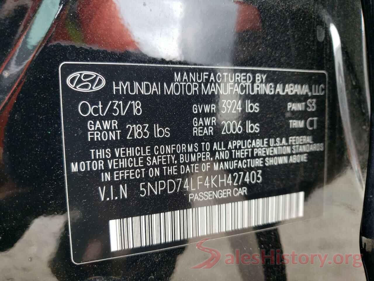 5NPD74LF4KH427403 2019 HYUNDAI ELANTRA