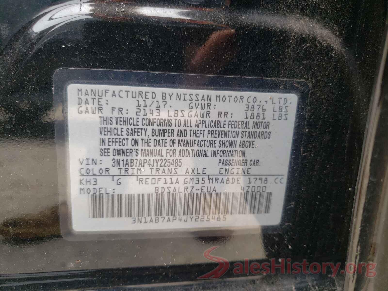 3N1AB7AP4JY225485 2018 NISSAN SENTRA