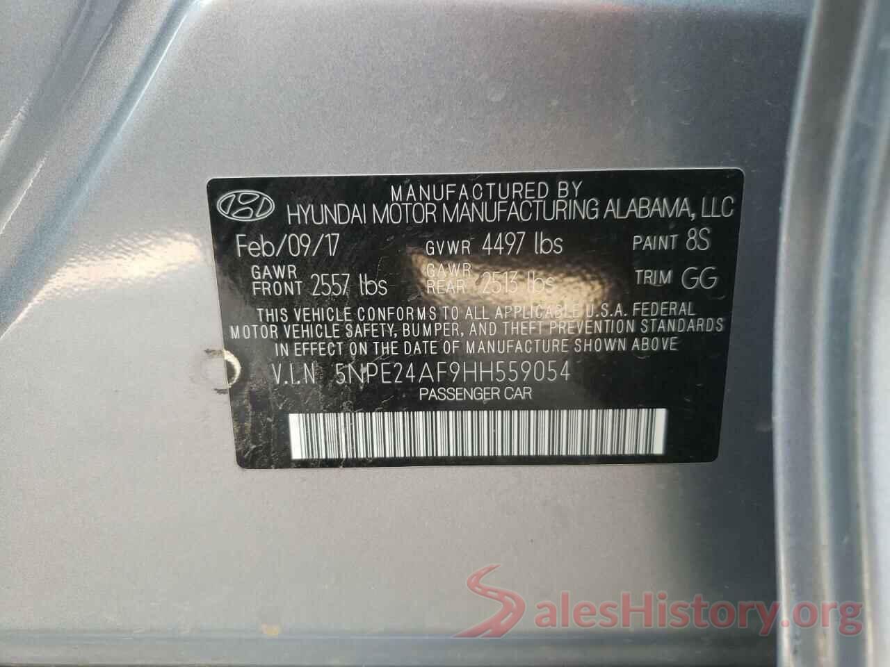 5NPE24AF9HH559054 2017 HYUNDAI SONATA