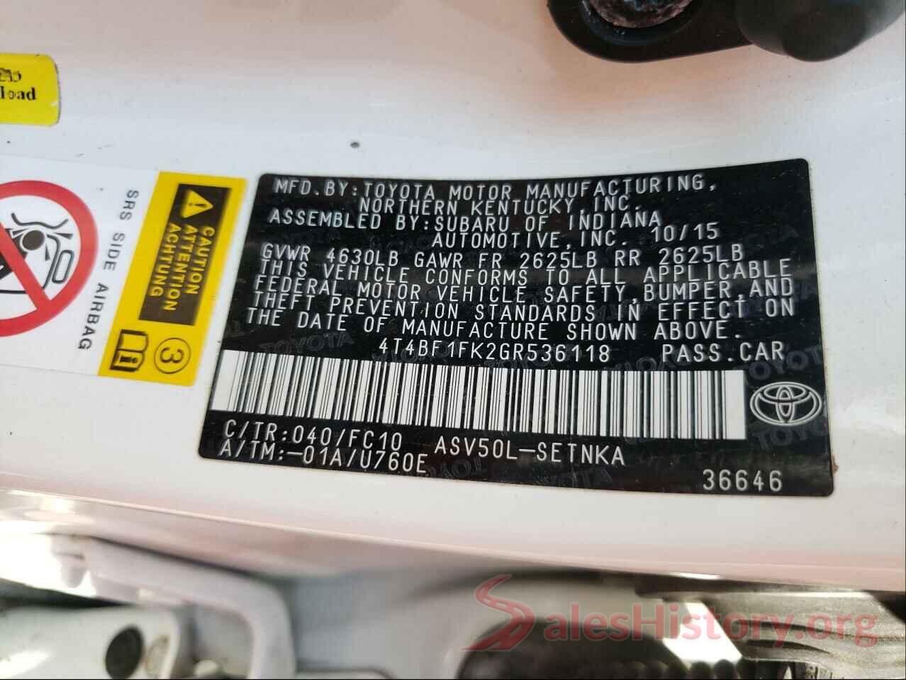 4T4BF1FK2GR536118 2016 TOYOTA CAMRY