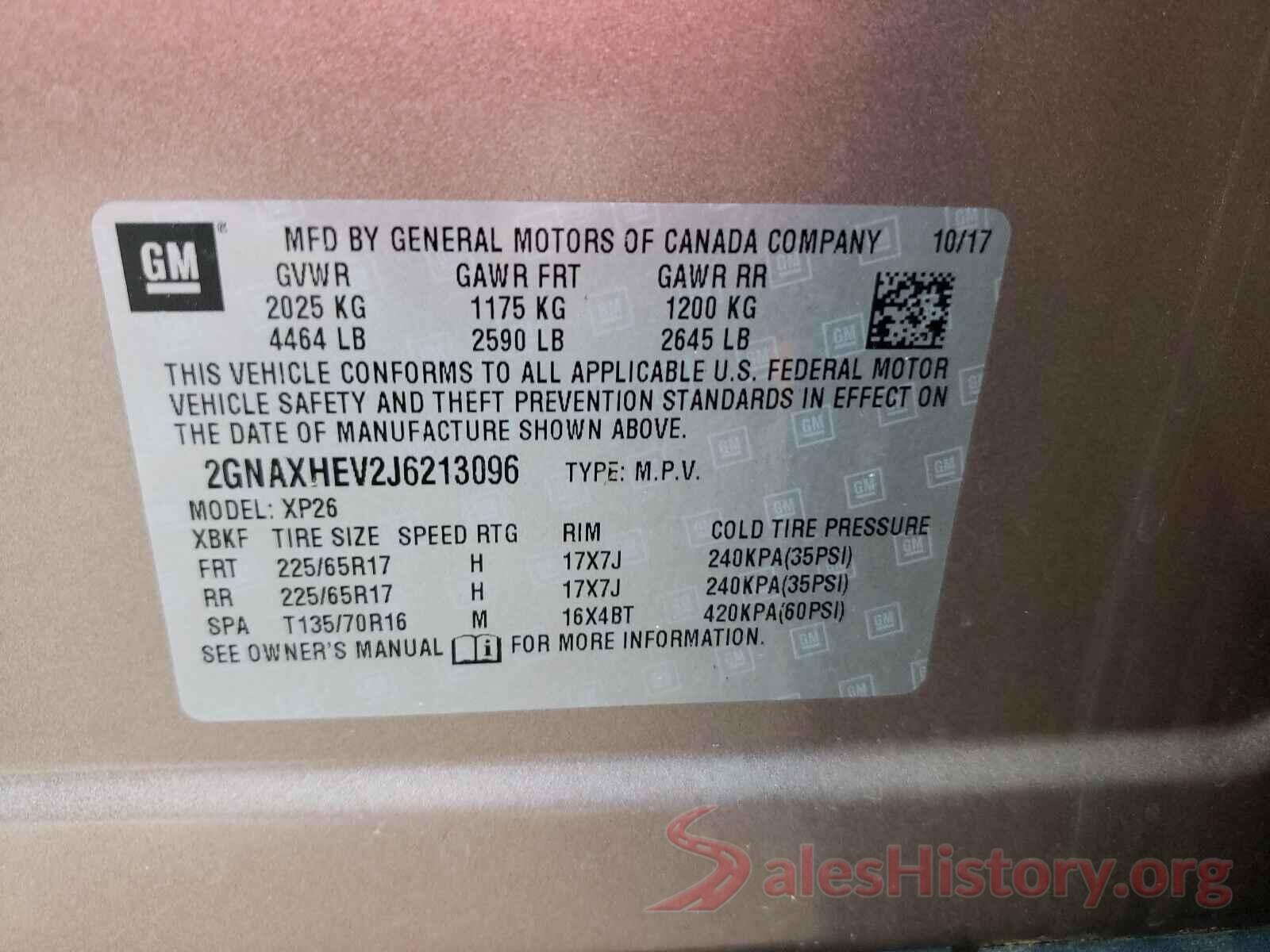 2GNAXHEV2J6213096 2018 CHEVROLET EQUINOX