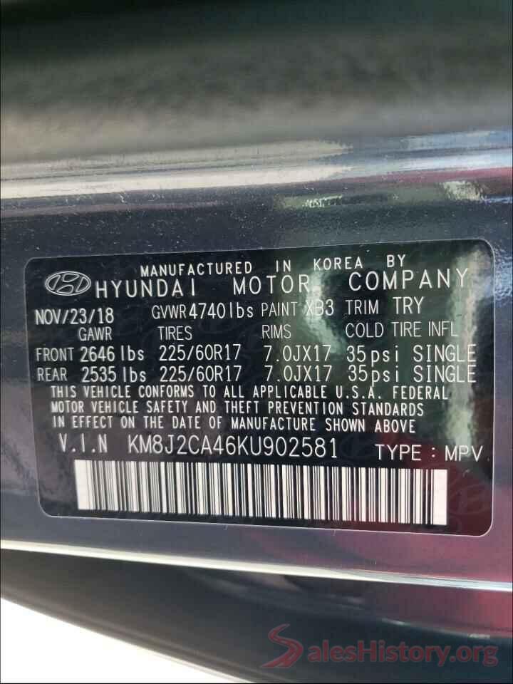 KM8J2CA46KU902581 2019 HYUNDAI TUCSON