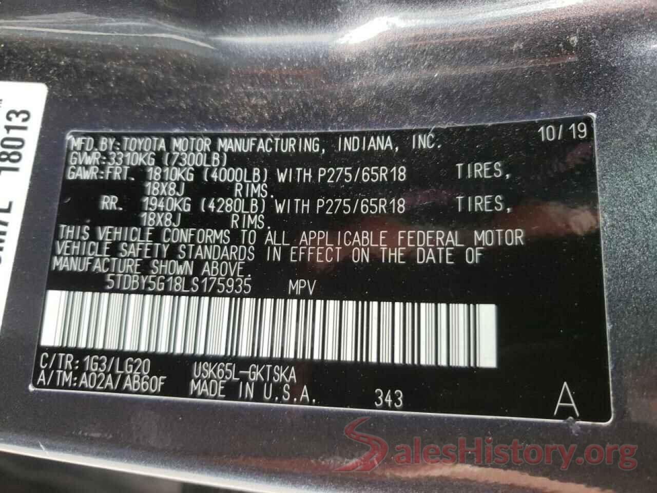 5TDBY5G18LS175935 2020 TOYOTA SEQUOIA