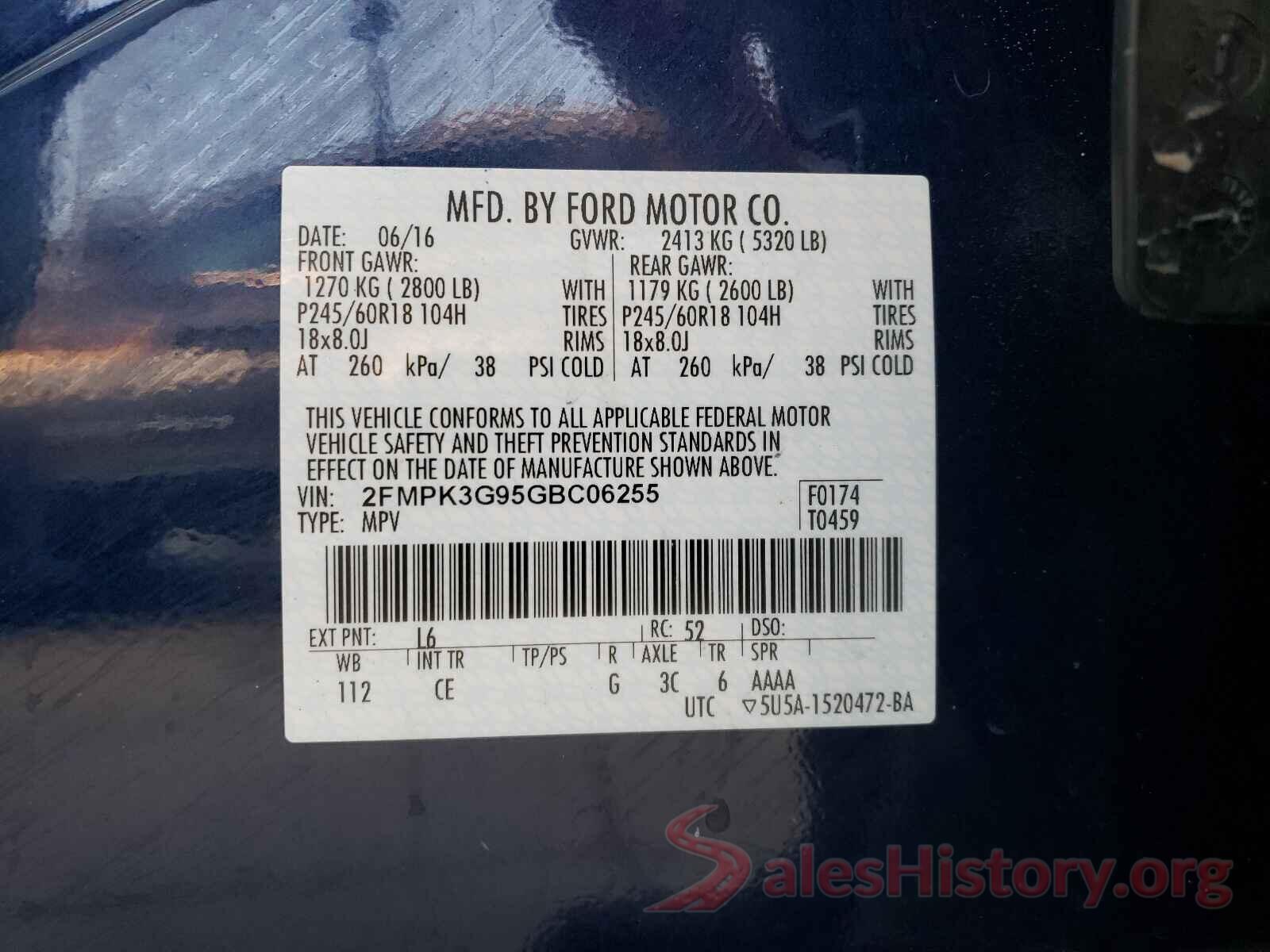 2FMPK3G95GBC06255 2016 FORD EDGE