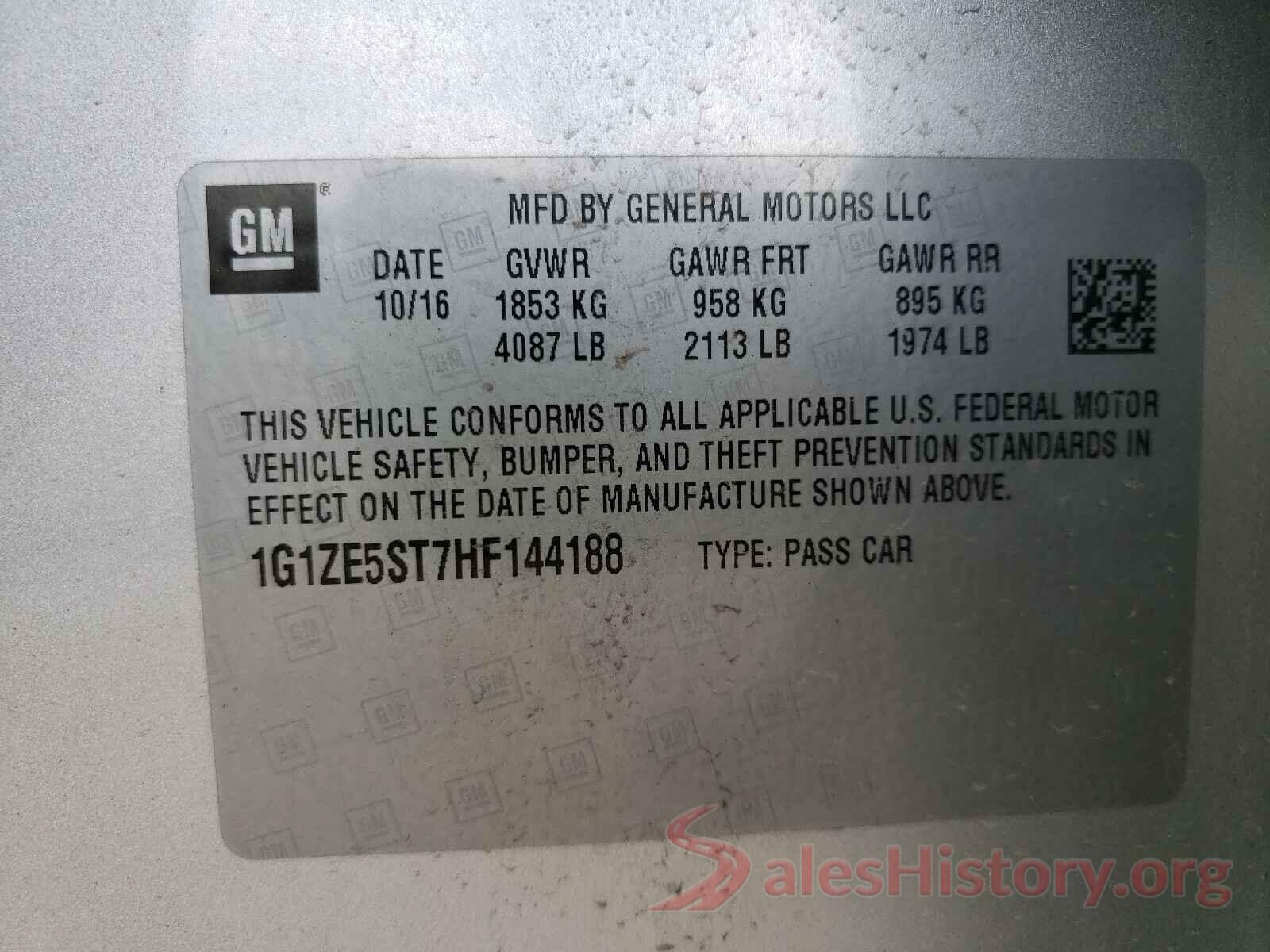 1G1ZE5ST7HF144188 2017 CHEVROLET MALIBU