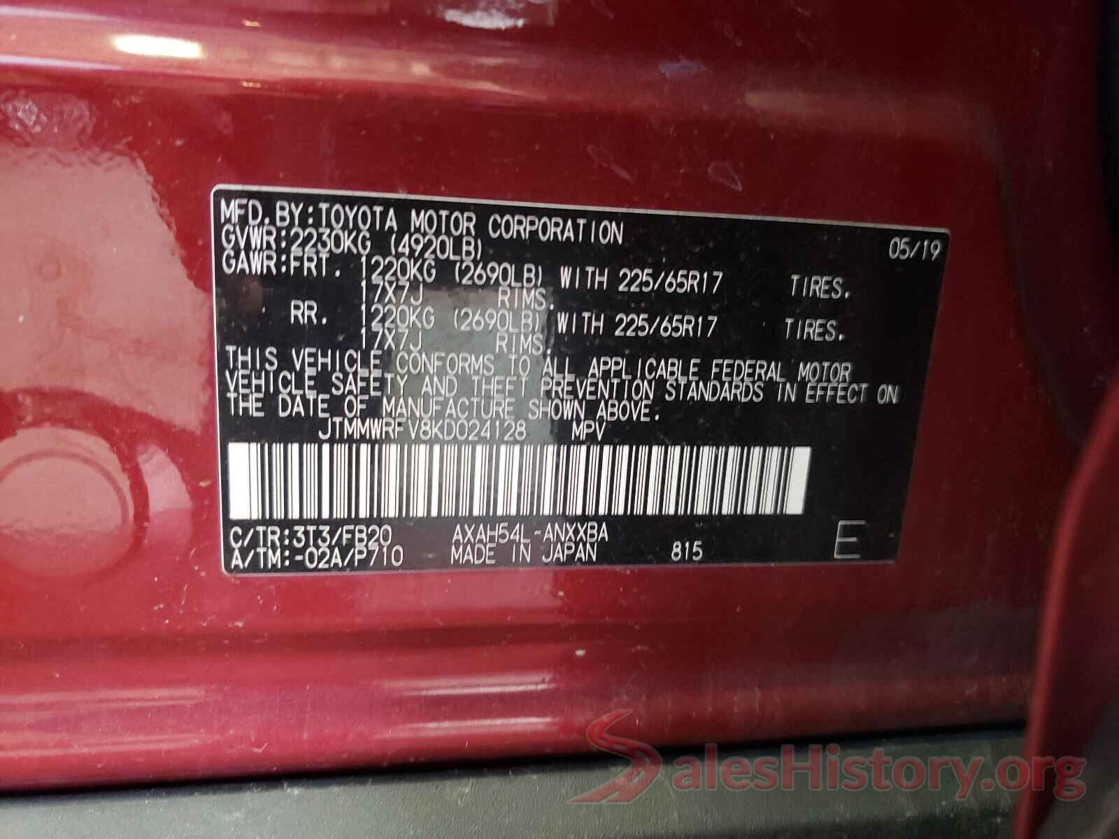 JTMMWRFV8KD024128 2019 TOYOTA RAV4