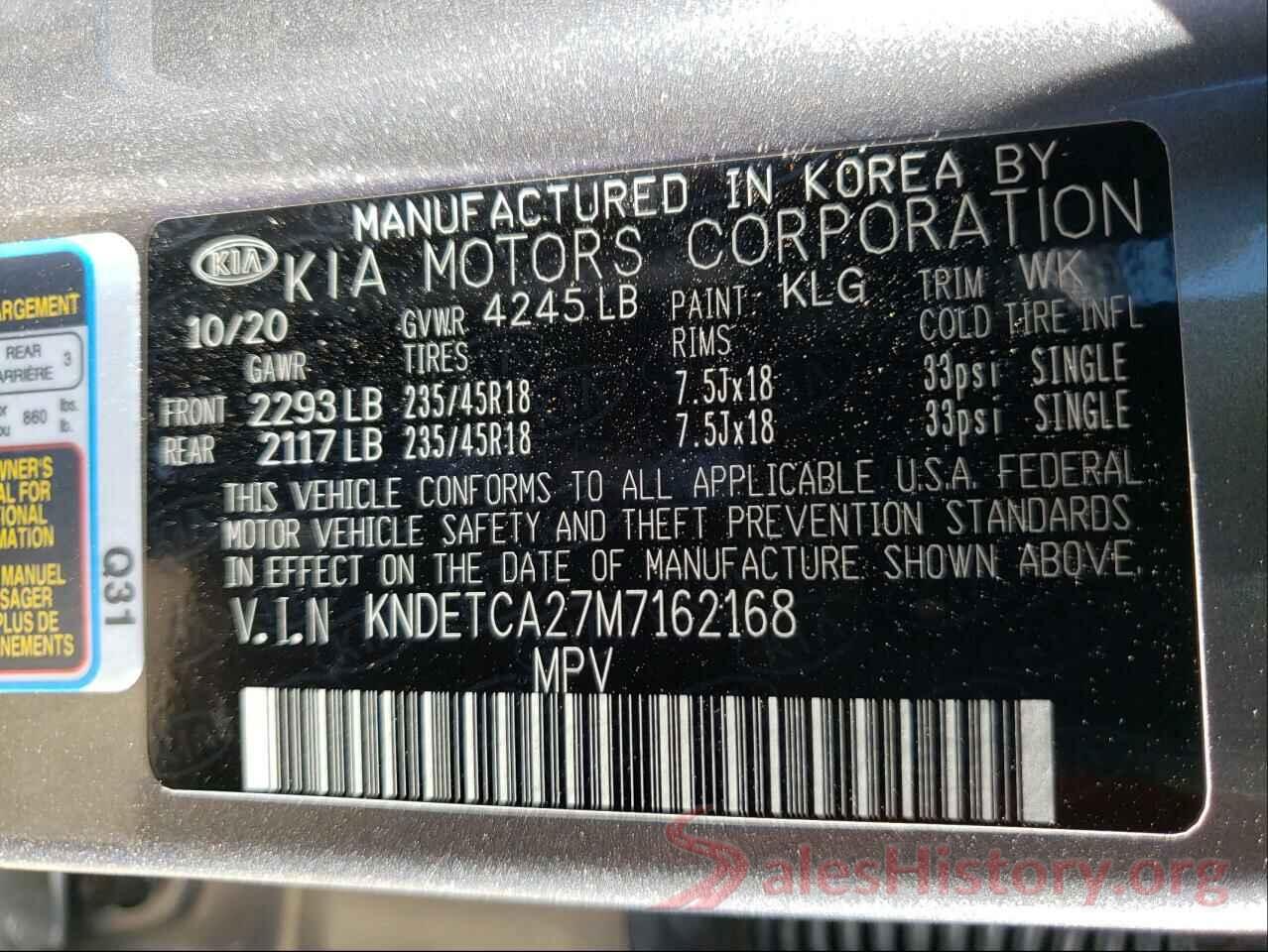 KNDETCA27M7162168 2021 KIA SELTOS