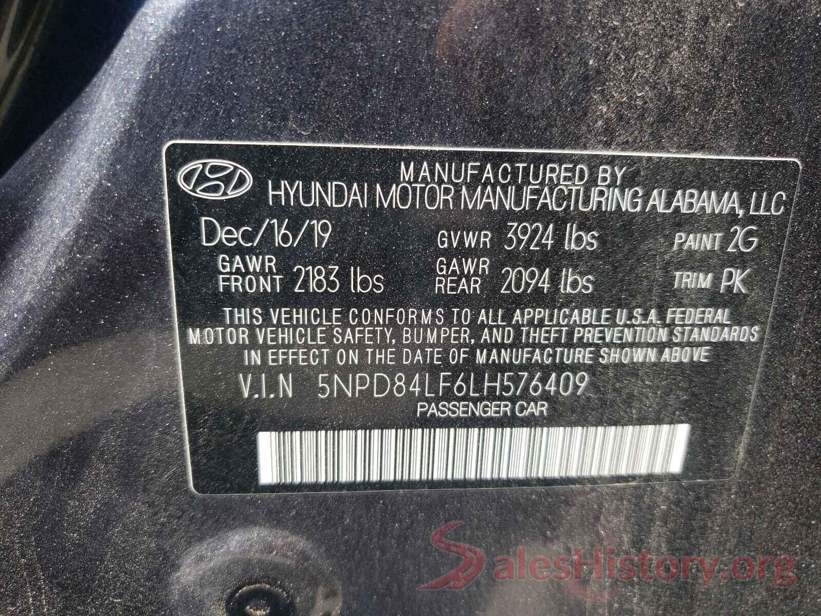 5NPD84LF6LH576409 2020 HYUNDAI ELANTRA