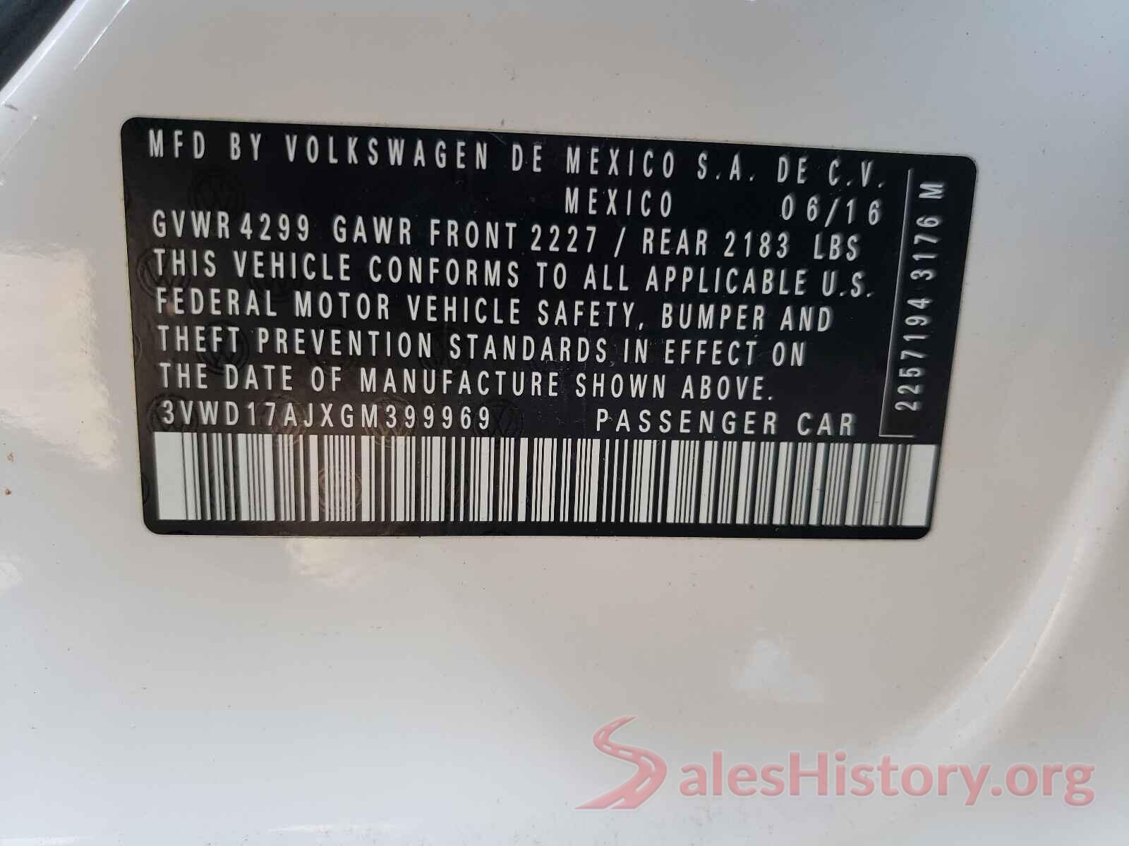 3VWD17AJXGM399969 2016 VOLKSWAGEN JETTA