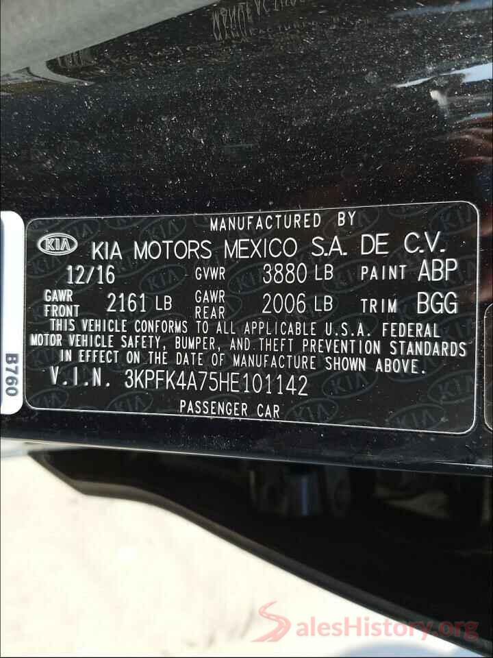 3KPFK4A75HE101142 2017 KIA FORTE