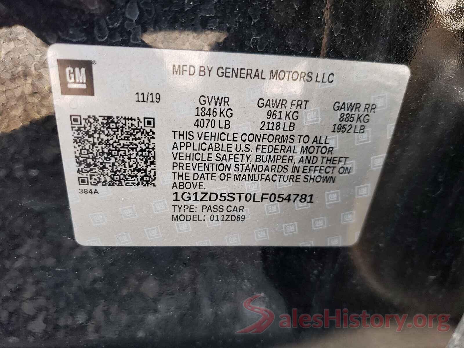 1G1ZD5ST0LF054781 2020 CHEVROLET MALIBU