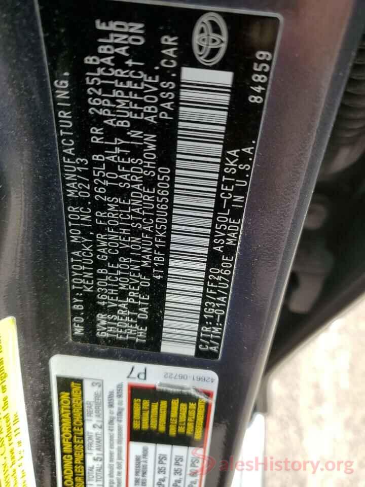 4T1BF1FK5DU656050 2013 TOYOTA CAMRY