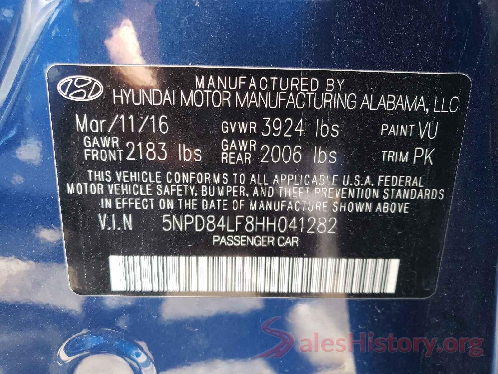 5NPD84LF8HH041282 2017 HYUNDAI ELANTRA