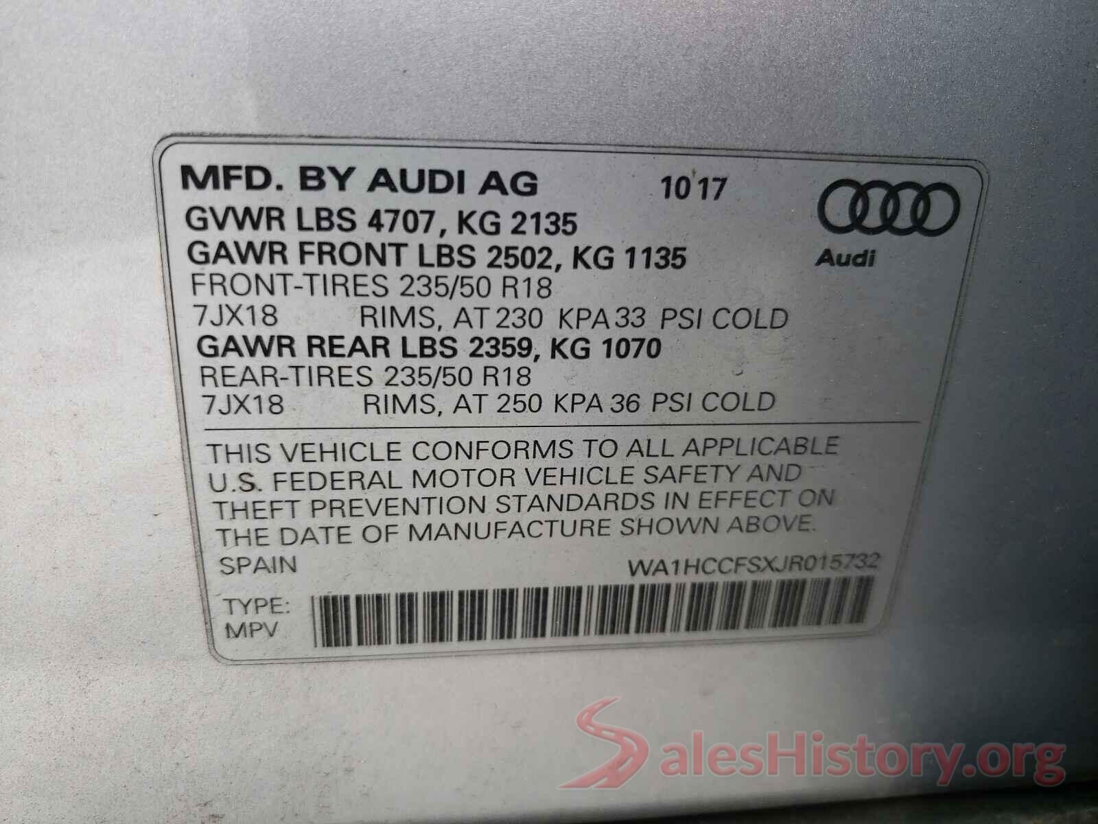 WA1HCCFSXJR015732 2018 AUDI Q3