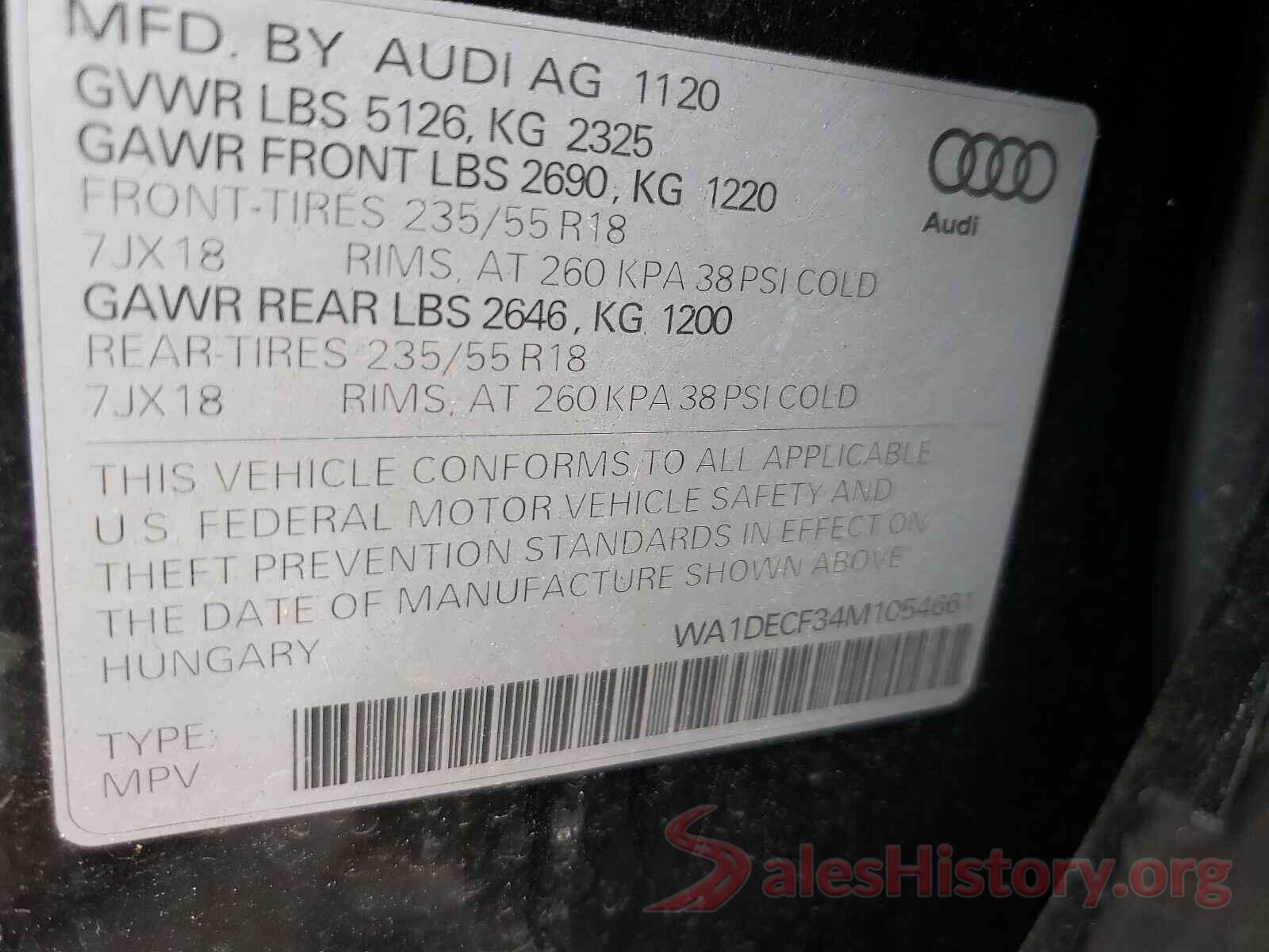 WA1DECF34M1054661 2021 AUDI Q3