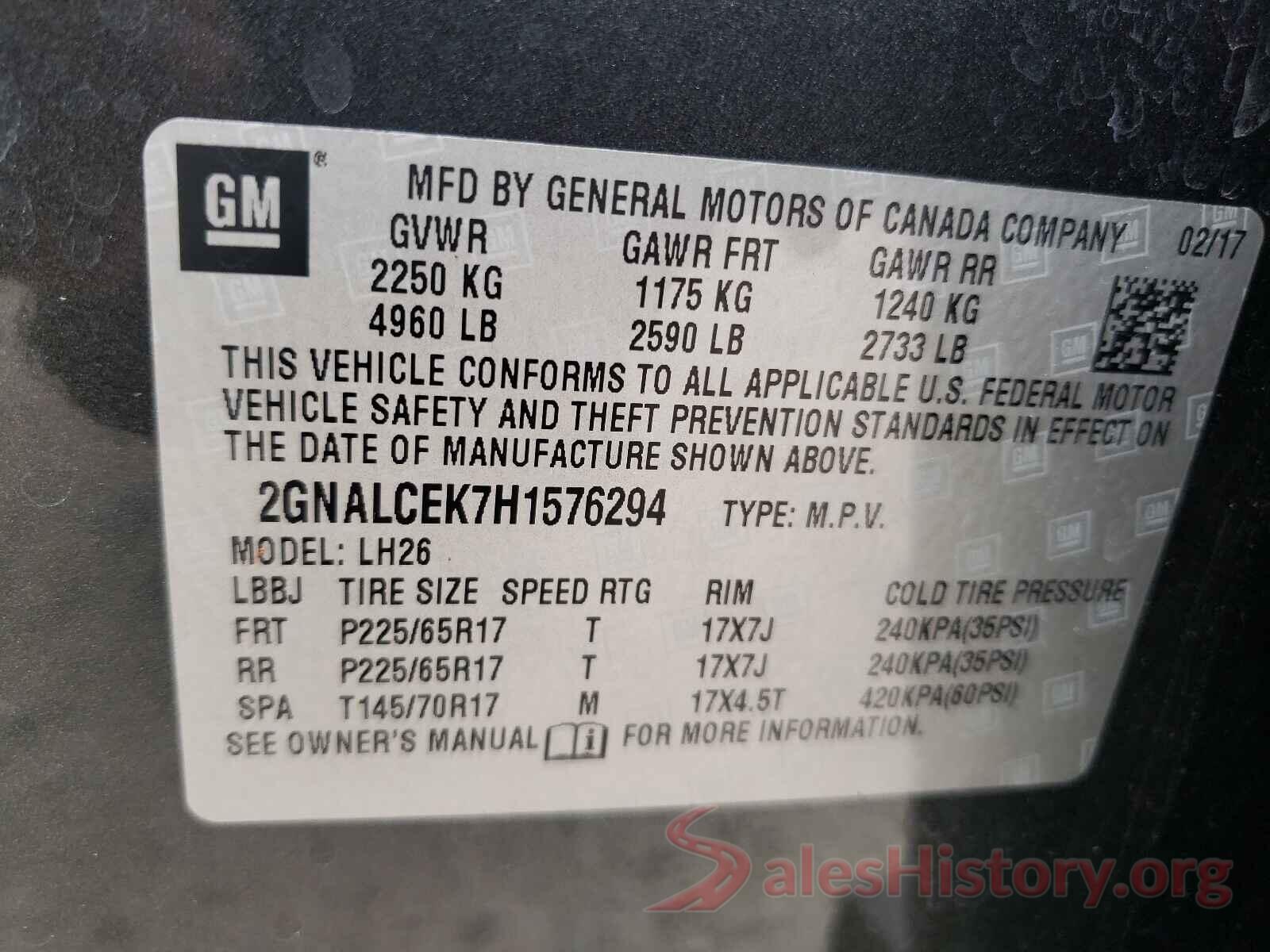 2GNALCEK7H1576294 2017 CHEVROLET EQUINOX