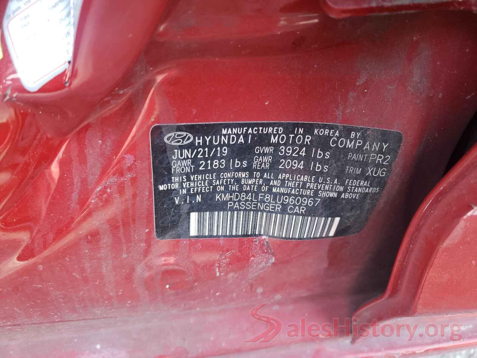 KMHD84LF8LU960967 2020 HYUNDAI ELANTRA