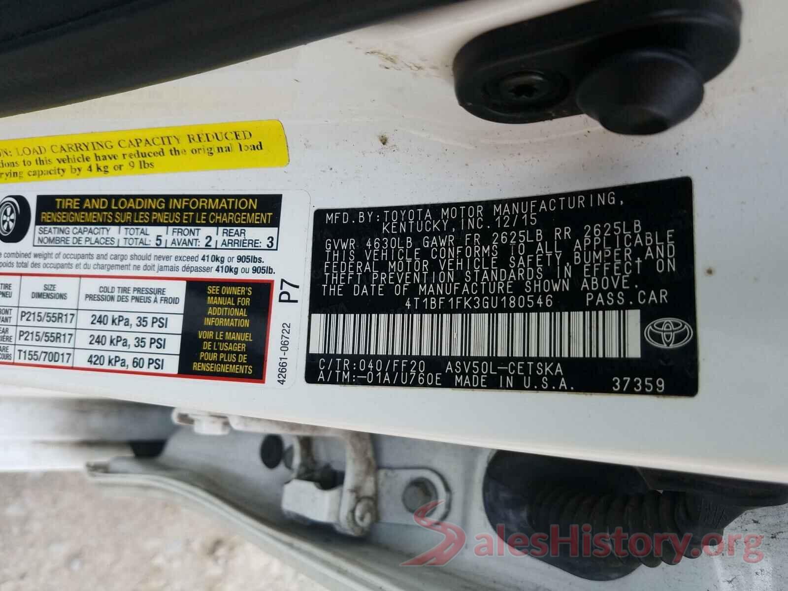 4T1BF1FK3GU180546 2016 TOYOTA CAMRY