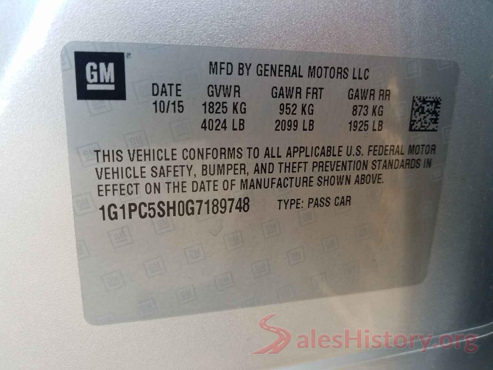 1G1PC5SH0G7189748 2016 CHEVROLET CRUZE