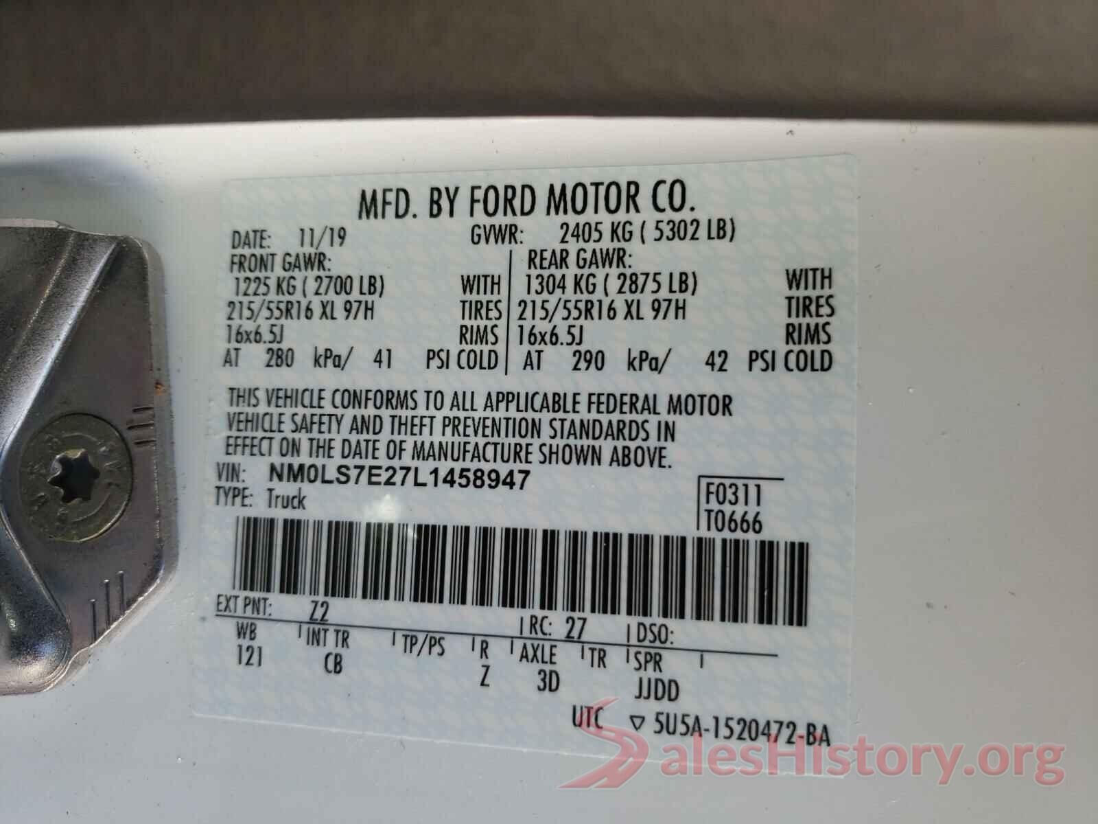 NM0LS7E27L1458947 2020 FORD TRANSIT CO