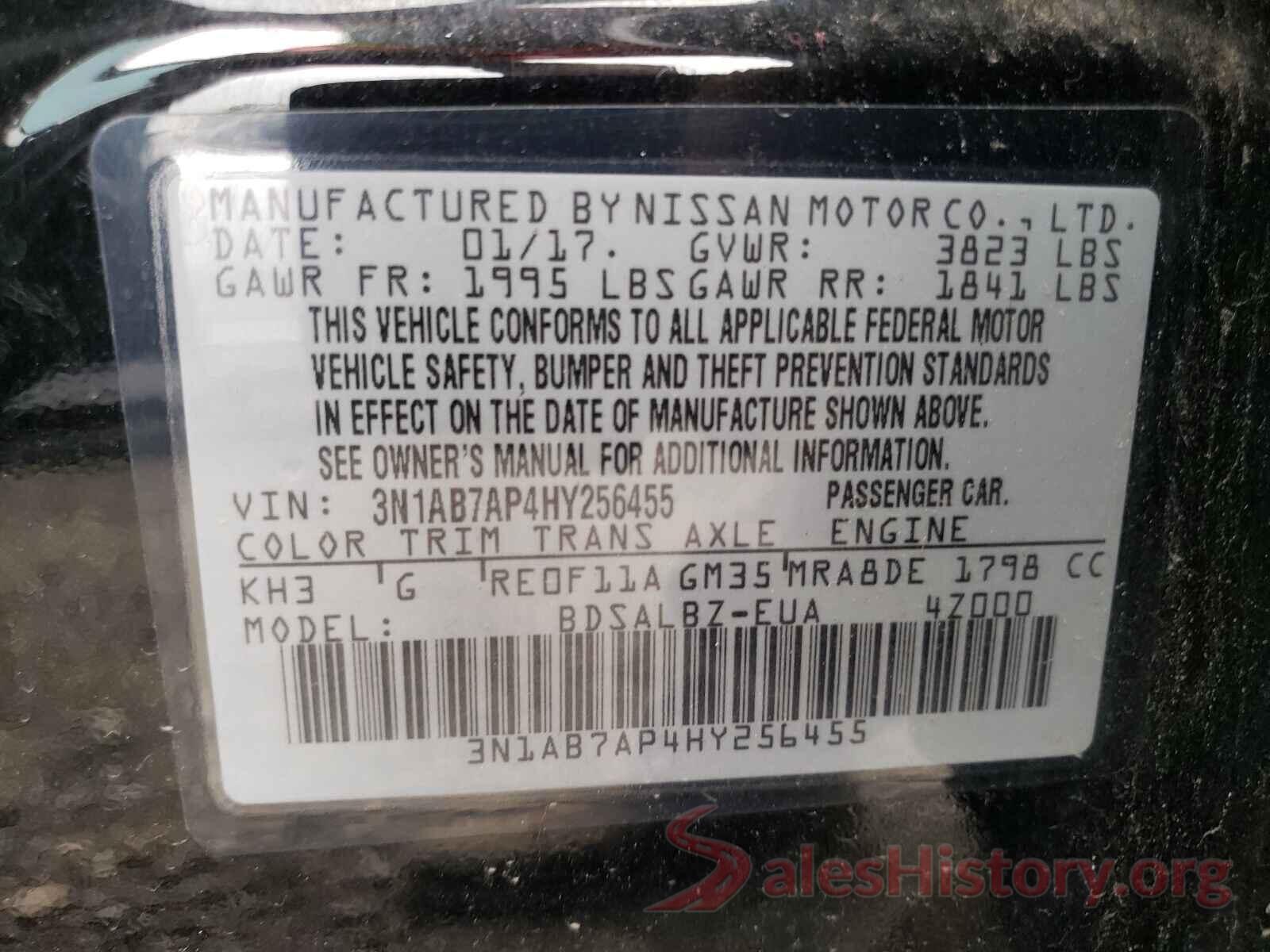 3N1AB7AP4HY256455 2017 NISSAN SENTRA