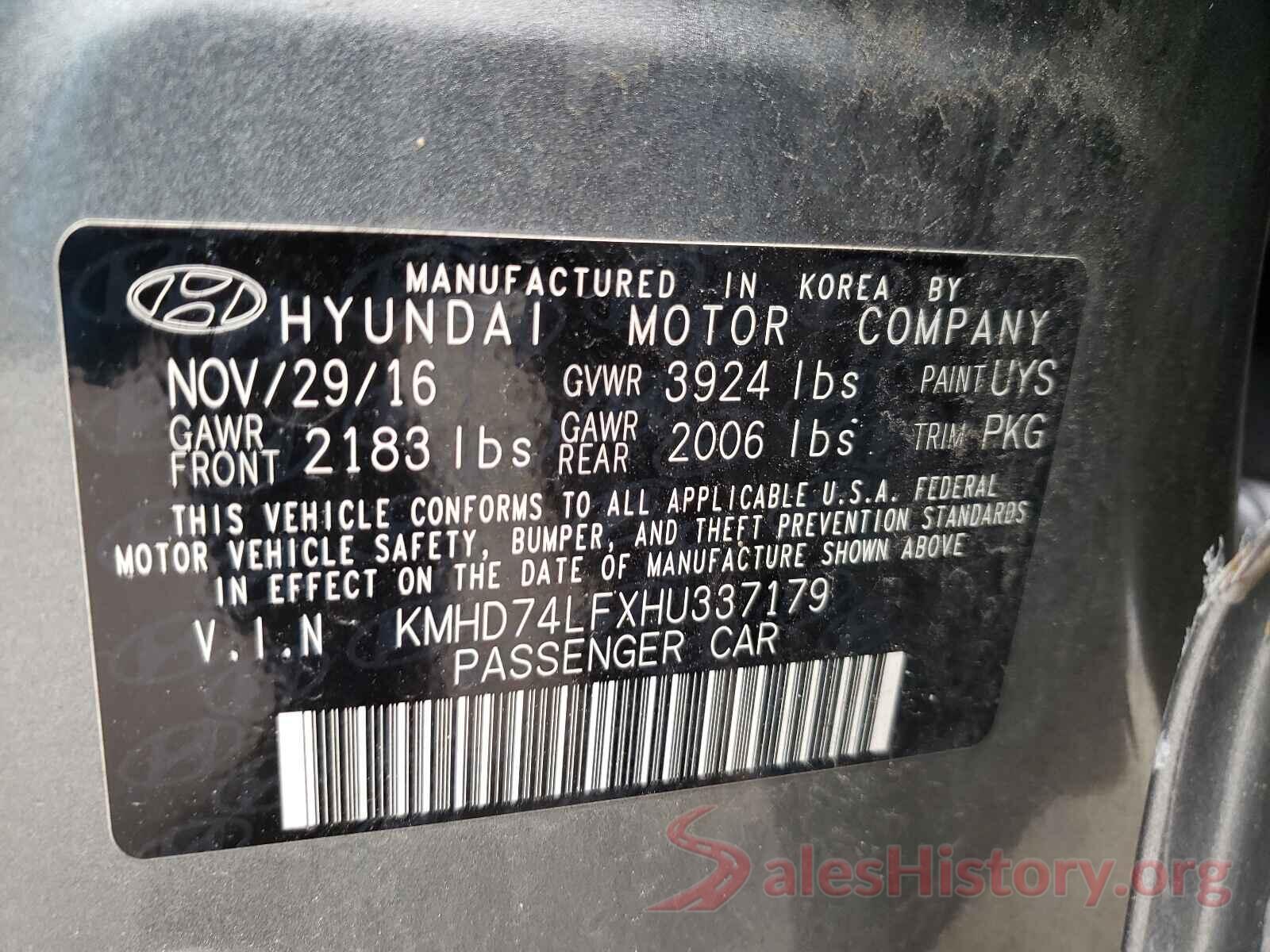 KMHD74LFXHU337179 2017 HYUNDAI ELANTRA