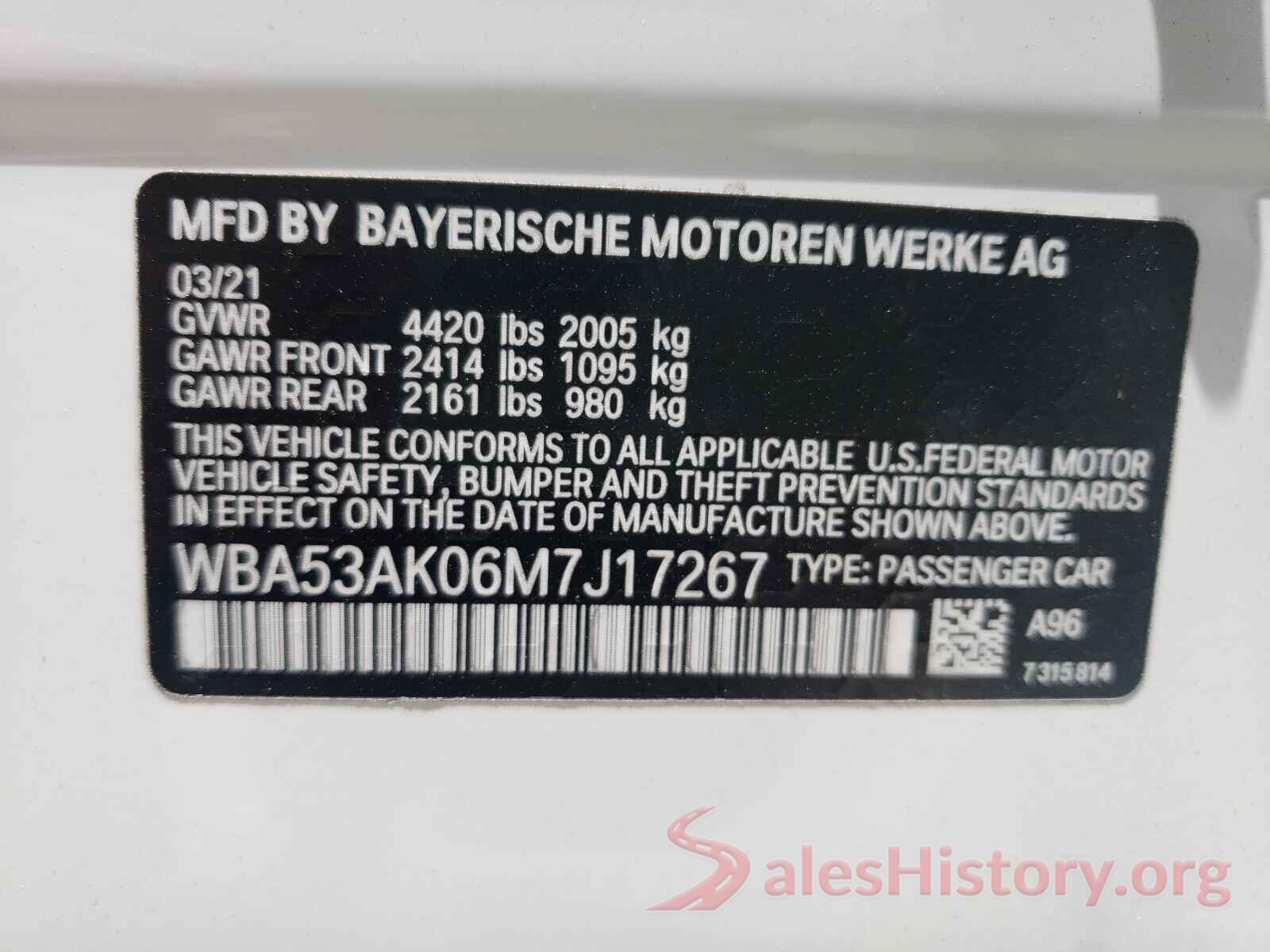 WBA53AK06M7J17267 2021 BMW 2 SERIES