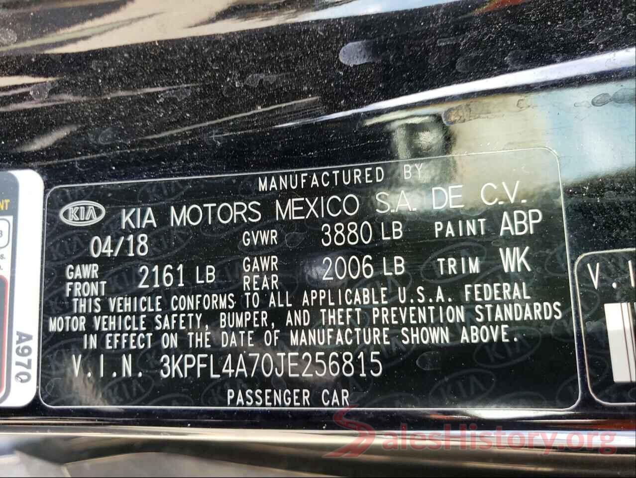 3KPFL4A70JE256815 2018 KIA FORTE