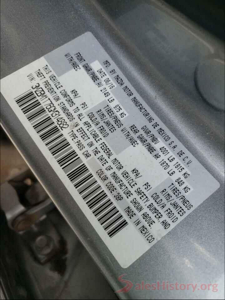 3MZBM1T76GM314882 2016 MAZDA 3