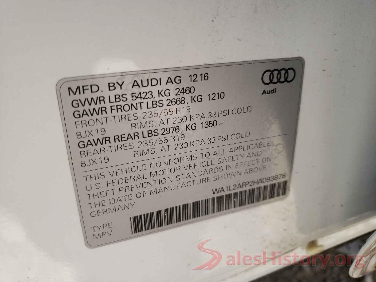 WA1L2AFP2HA093878 2017 AUDI Q5