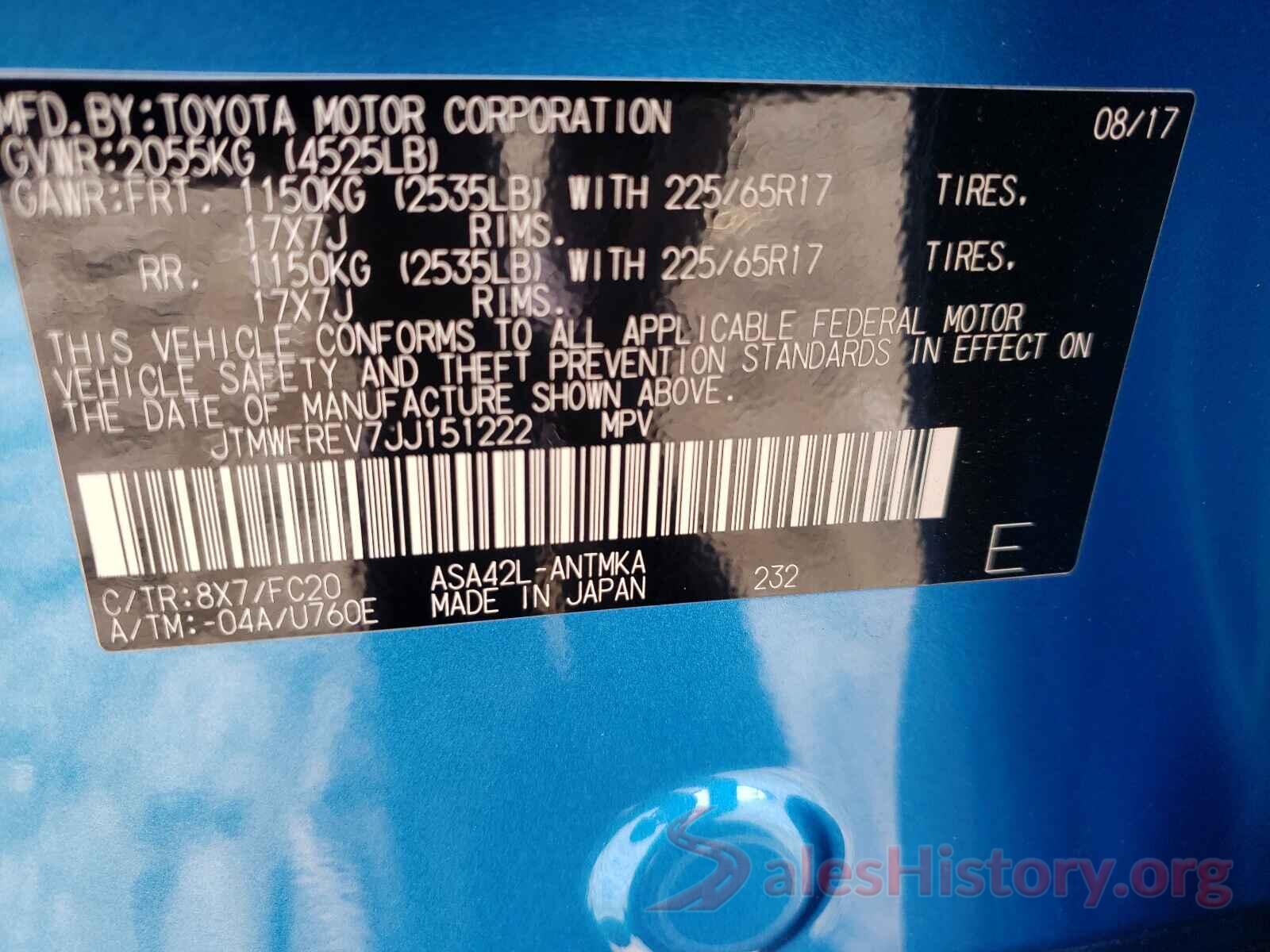 JTMWFREV7JJ151222 2018 TOYOTA RAV4