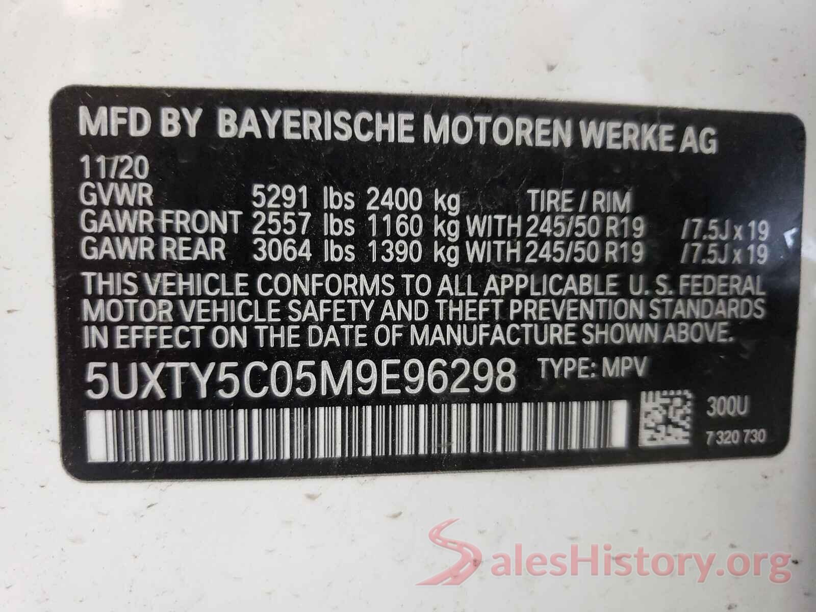 5UXTY5C05M9E96298 2021 BMW X3