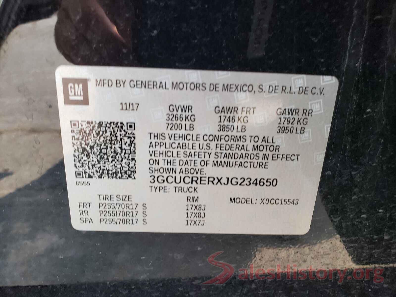 3GCUCRERXJG234650 2018 CHEVROLET SILVERADO