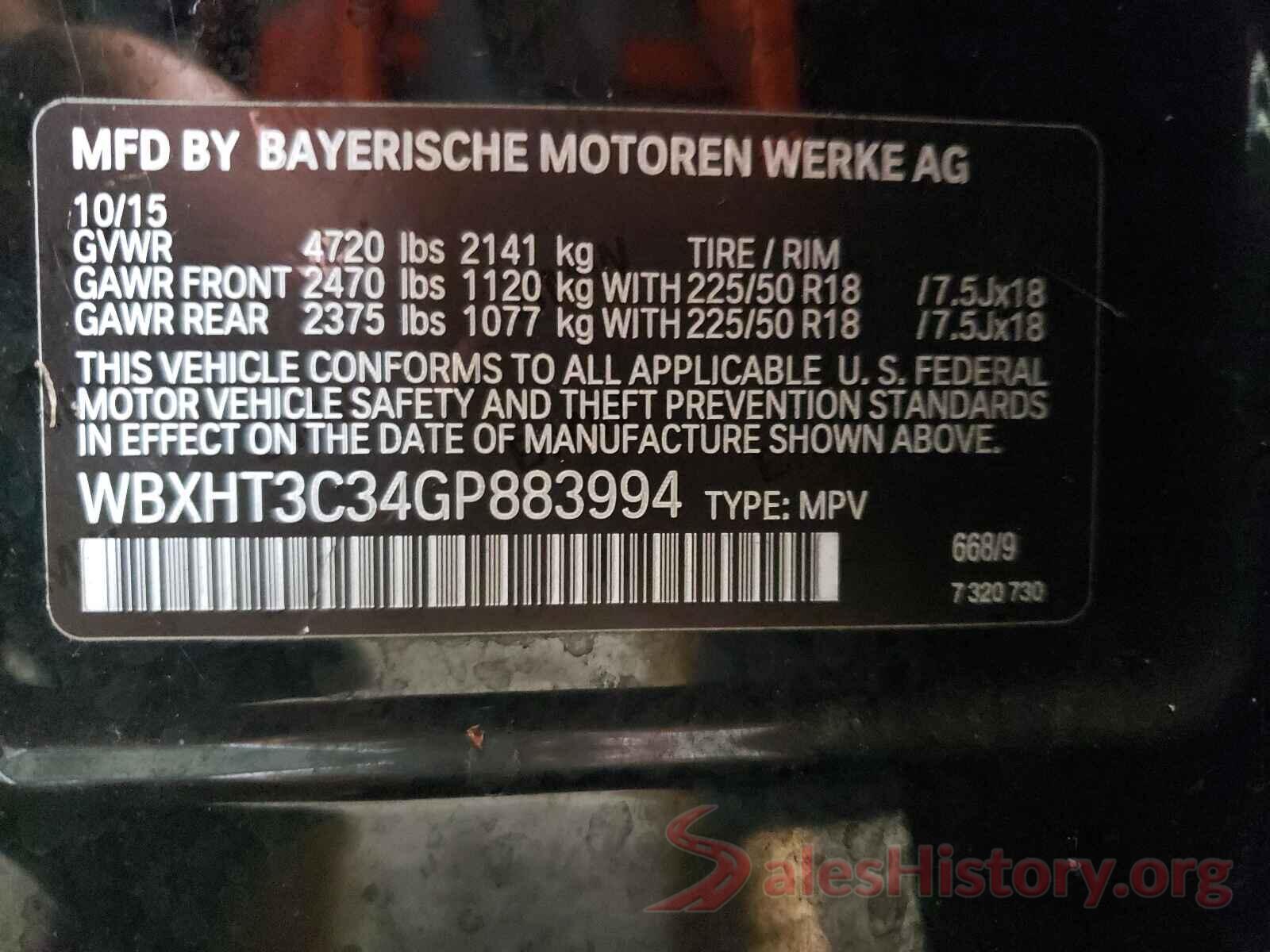 WBXHT3C34GP883994 2016 BMW X1